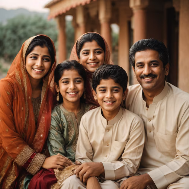 Happy family smiling